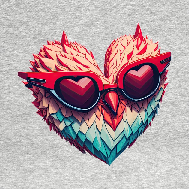 Feathered Heart with Sunglasses Art by ArtMichalS